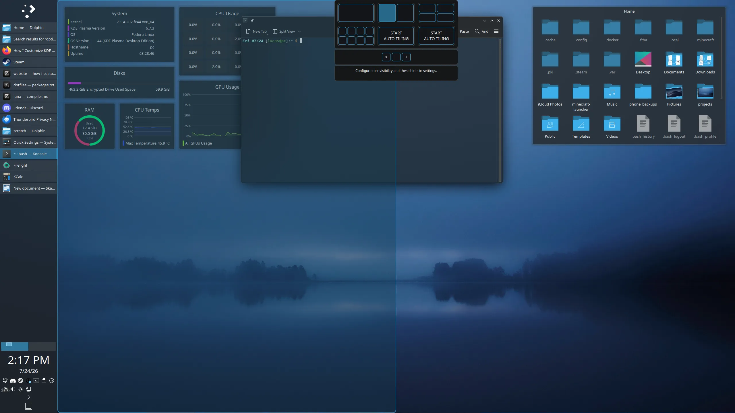 A screenshot of my Mouse Tiler configuration.